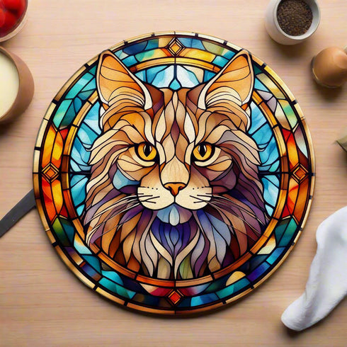 Cat Maine Coon Glass Suncatcher Worktop Saver